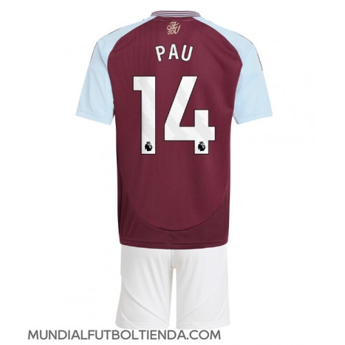 Camiseta Aston Villa Pau Torres #14 Primera Equipación Replica 2024-25 para niños mangas cortas (+ Pantalones cortos)